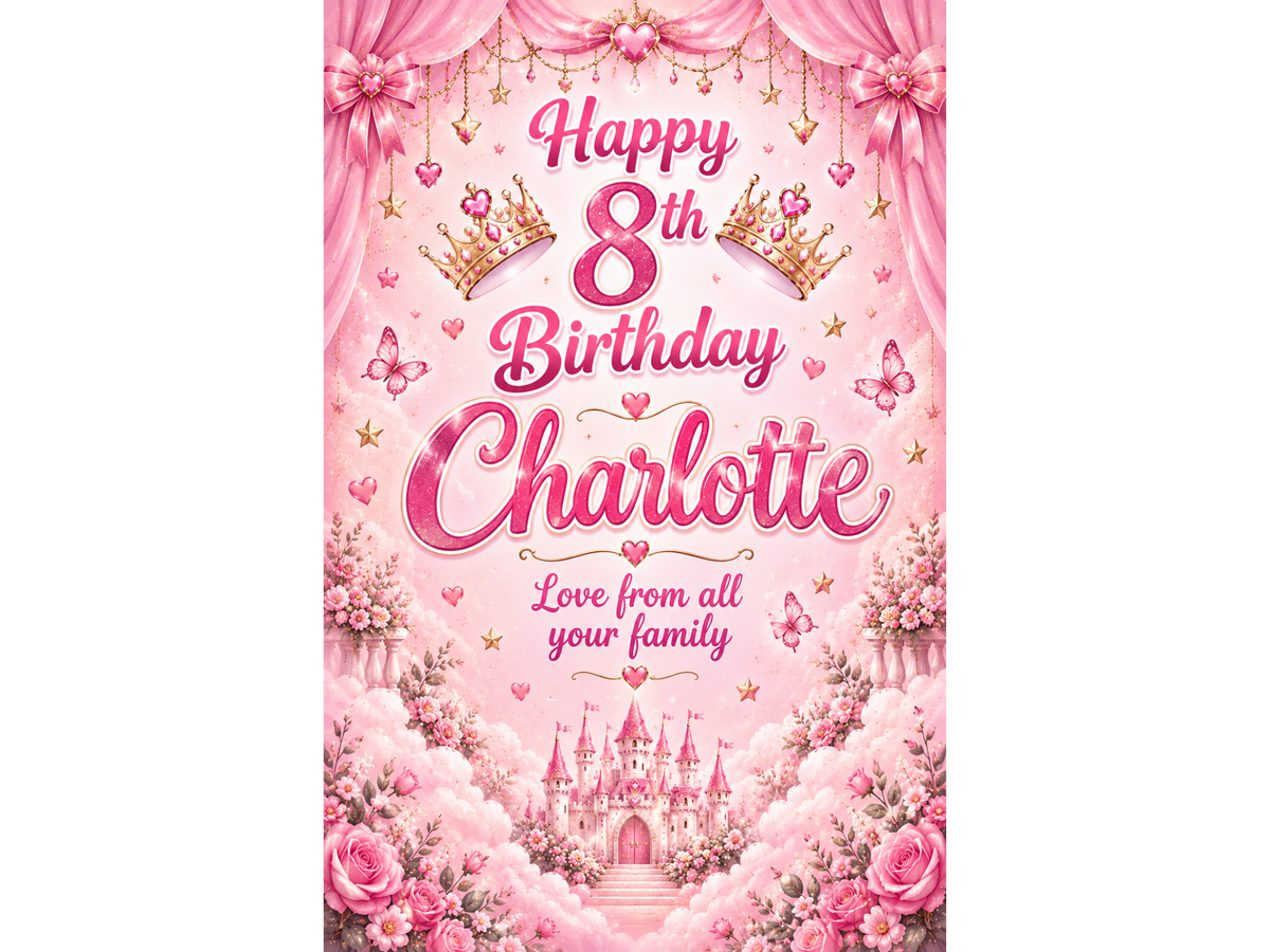 Pink Princess Birthday Poster