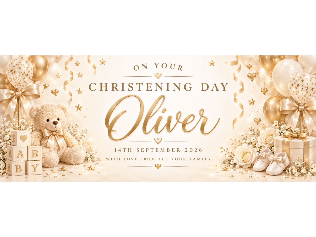 Gold Christening Banner