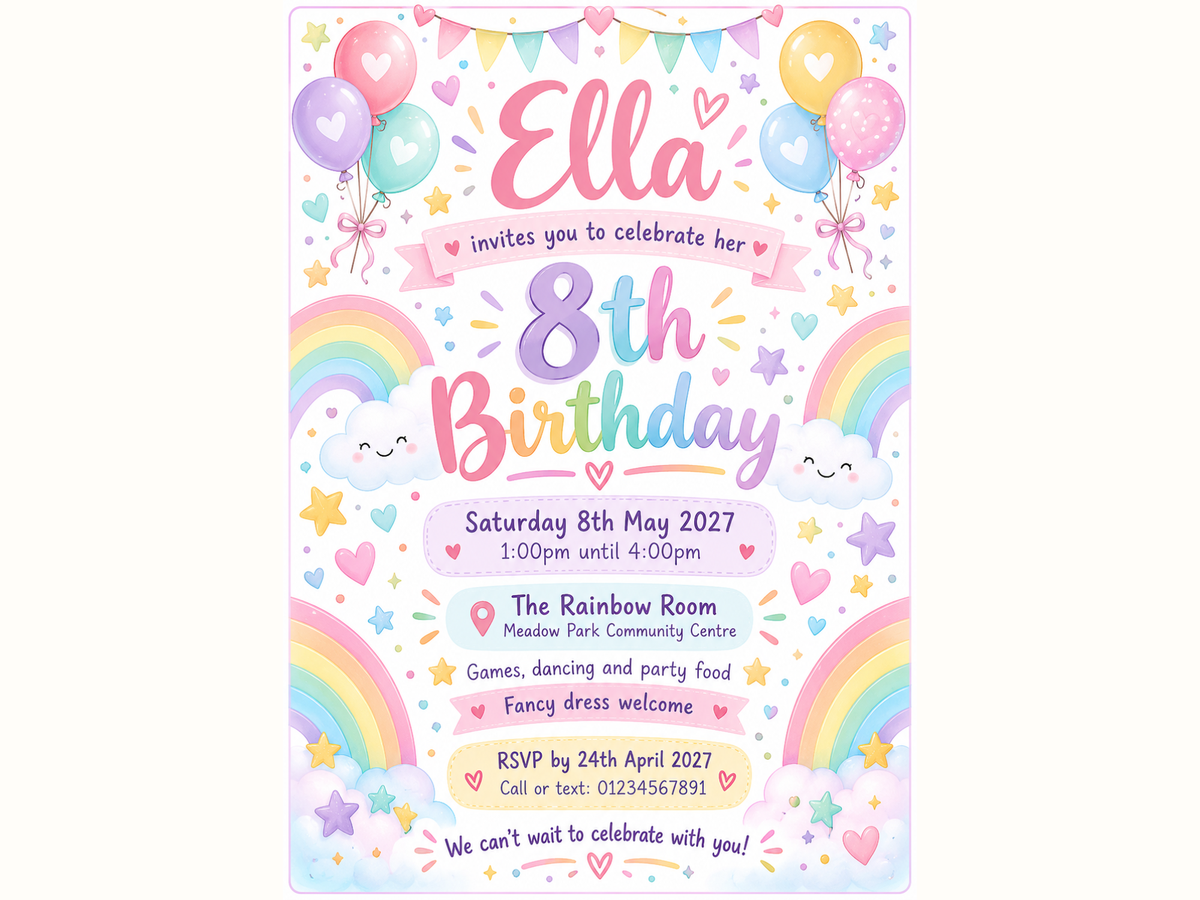 Pastel Rainbow Invitations
