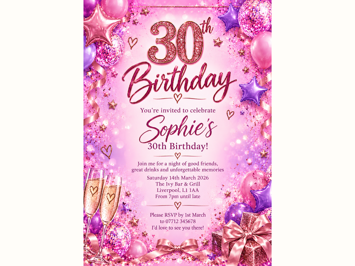 Purple Sparkle Invitations