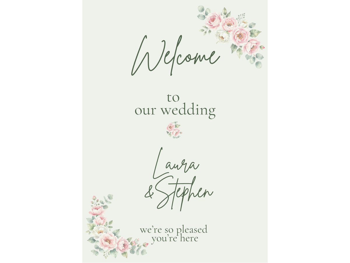 Flowers & Sage Wedding Welcome Board