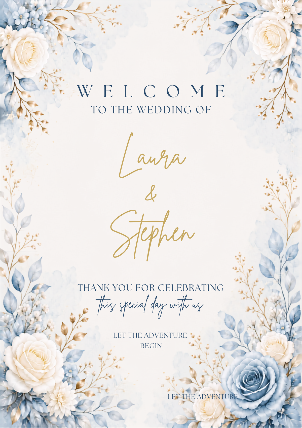 Something Blue Wedding Welcome Board