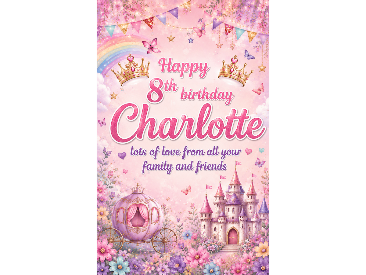 Rainbow Princess Birthday Poster