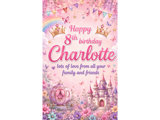 Rainbow Princess Birthday Poster