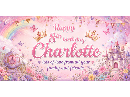 Birthday Rainbow Princess Large Banner