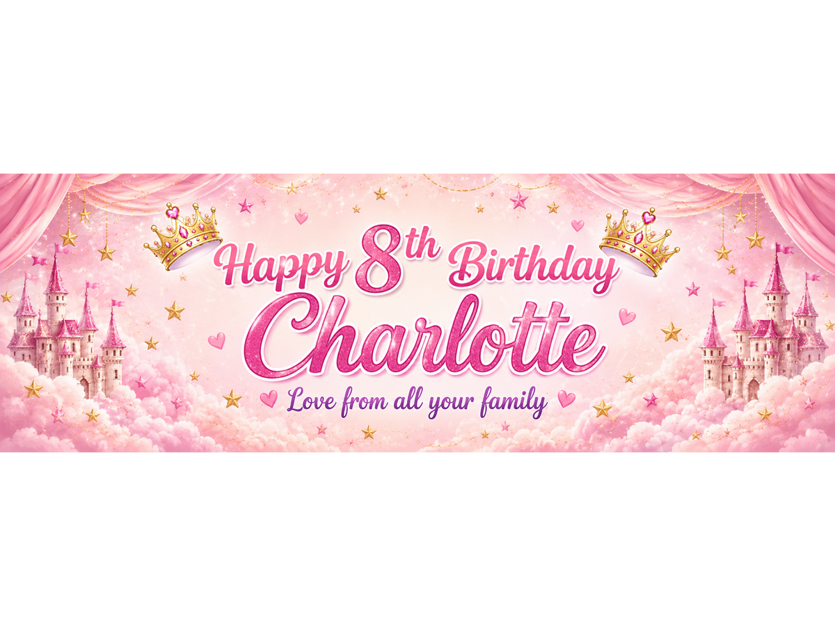 Birthday Pink Princess Large Banner