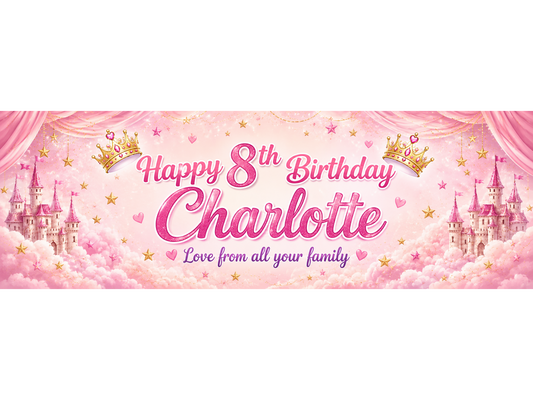 Birthday Pink Princess Large Banner