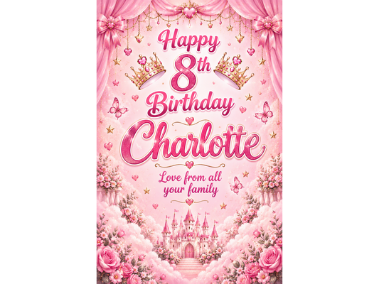 Pink Princess Birthday Poster