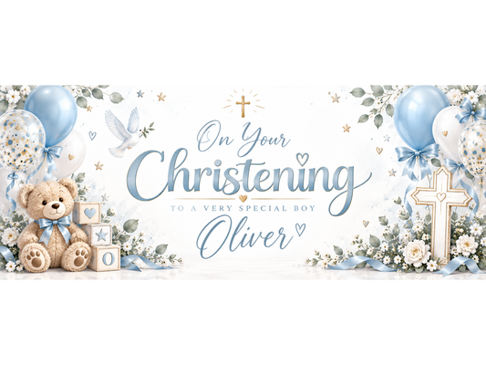 Baby Blue Christening Banner