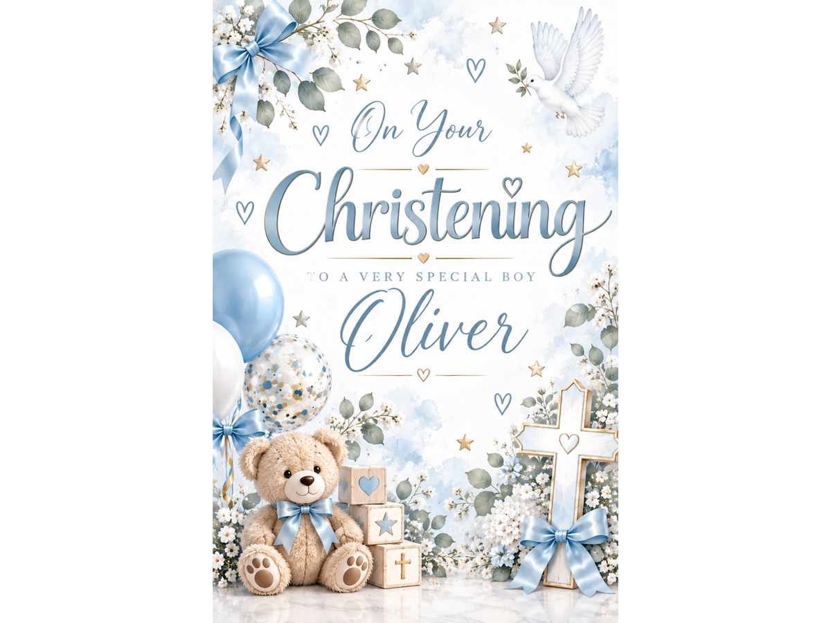 Baby Blue Christening Poster