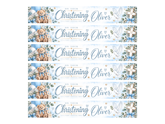 Baby Blue Christening Strip Banners