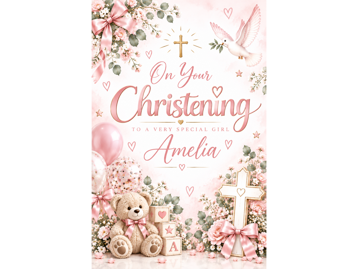 Baby Pink Christening Poster