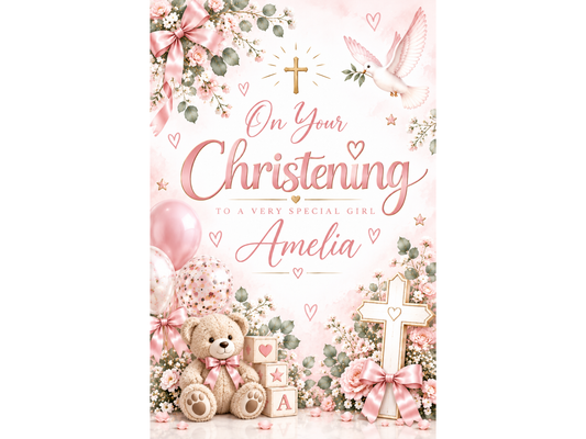 Baby Pink Christening Poster