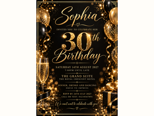 Black & Gold Luxe Invitations
