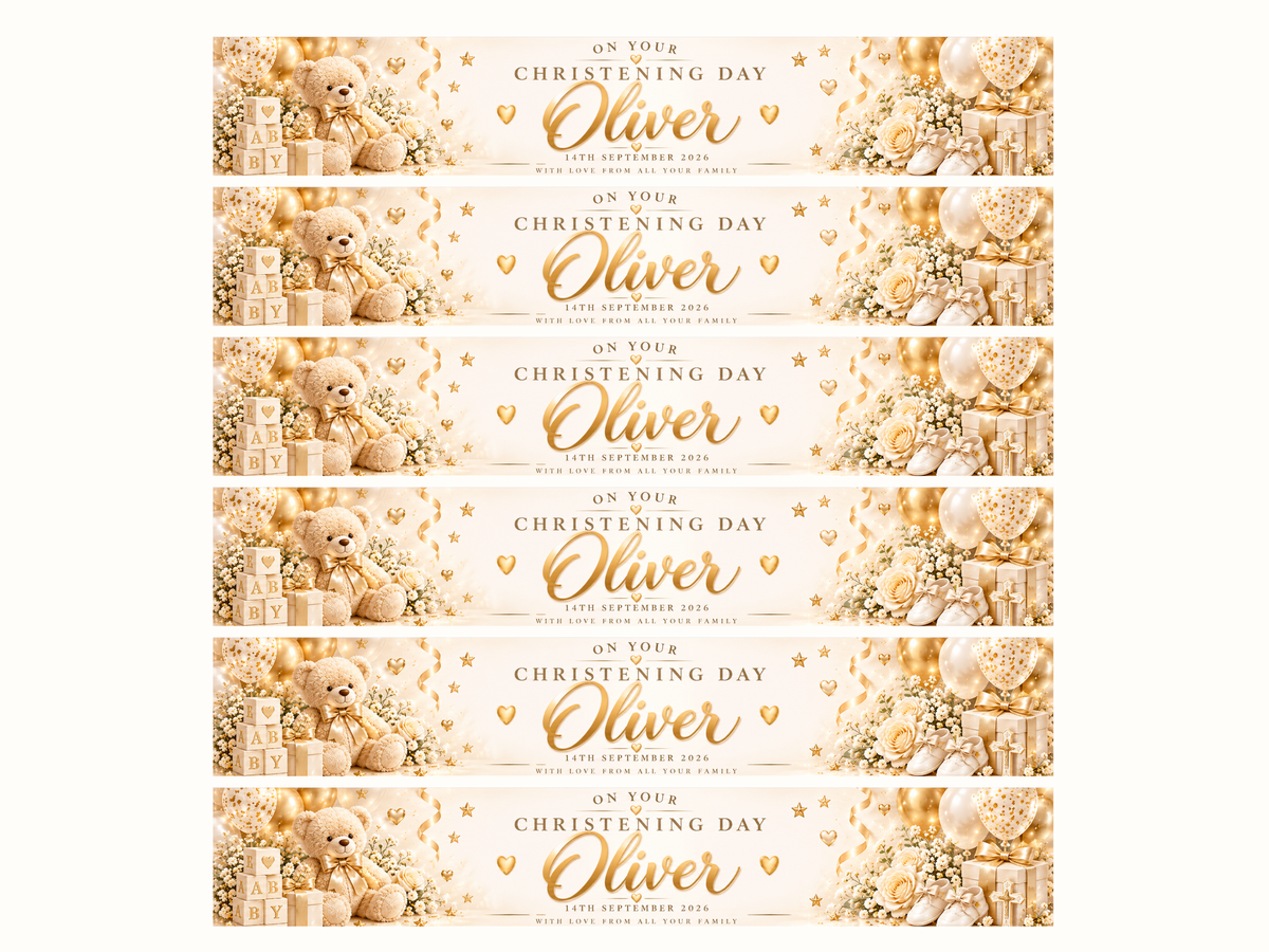 Gold Christening Strip Banners