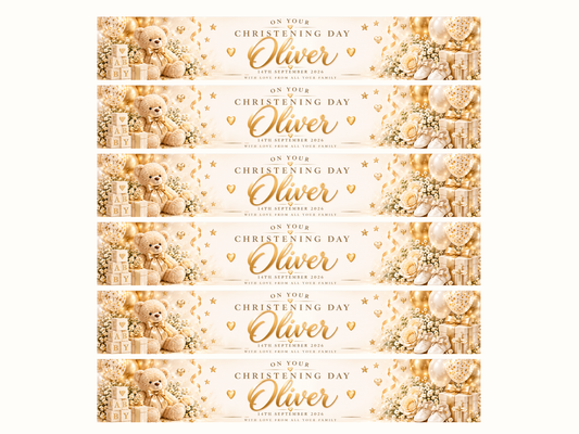 Gold Christening Strip Banners