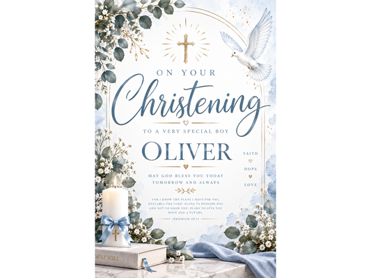Mature Blue Christening Poster