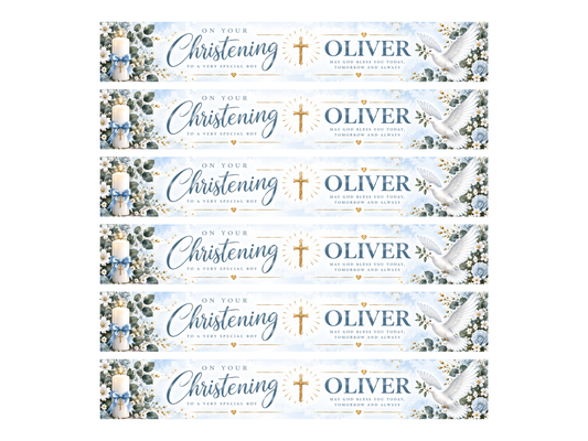 Mature Blue Christening Strip Banners