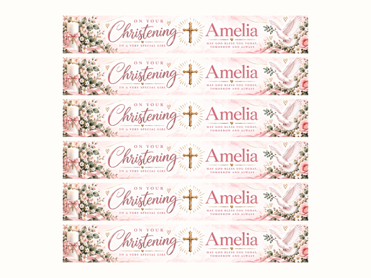 Mature Pink Christening Strip Banners