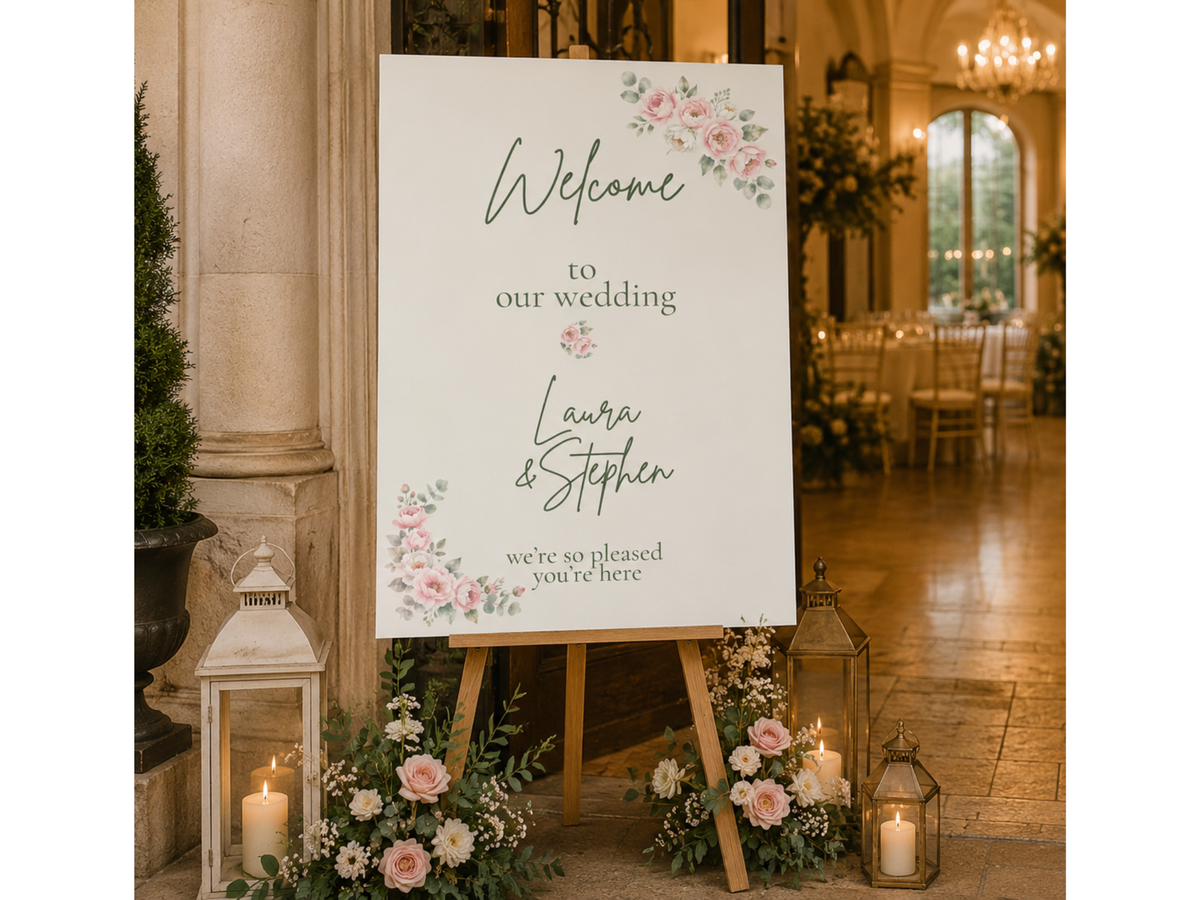 Flowers & Sage Wedding Welcome Board